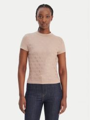 Guess T-Shirt W4BI26 J1314 Beżowy Regular Fit. Brązowe t-shirty Guess, xs, z aplikacjami, z bawełny, bez kołnierzyka, bez ramiączek. Za 269.99 zł.