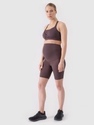 4F Legginsy ciążowe treningowe z wysokim stanem damskie - brązowe XS. Brązowe legginsy 4f, bez wzorów, z dzianiny, klasyczne, krótkie. W wyprzedaży za 59.99 zł.