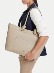 Beverly Hills Polo Club Torebka EO-BHPC-C-016-10 Beżowy. Brązowe shopper bag Beverly Hills Polo Club, bez wzorów, ze skóry, bez dodatków. Za 299.99 zł.