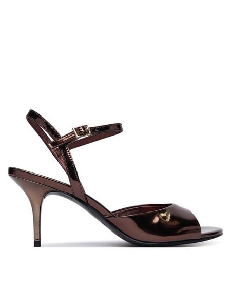 LOVE MOSCHINO Sandały JA16107G0OJE0203 Czarny. Czarne sandały Love Moschino, bez wzorów, ze skóry, bez obcasa, na szpilce, bez zapięcia. Za 526.99 zł.
