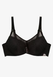 Czarny Koronkowy Biustonosz Full Cup z Regulowanymi Ramiączkami Zdobiony Cyrkoniami Elleth. Czarne biustonosze Renee, z aplikacjami, z koronki. W wyprzedaży za 35.99 zł.