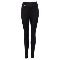 Damskie silikonowe legginsy jeździeckie z pełną przyczepnością ANKY Exposure C-W. Czarne legginsy ANKY, bez wzorów, z materiału, eleganckie, długie. Za 553.50 zł.