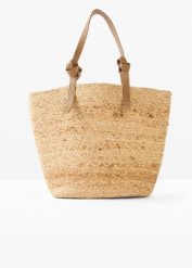Torba shopper z juty z ozdobnymi supełkami. Brązowe shopper bag bonprix, bez wzorów, bez dodatków. Za 47.99 zł.