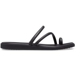 Klapki damskie Crocs Miami Toe Loop Sandal. Czarne klapki Crocs, bez wzorów, sportowe, bez obcasa, bez zapięcia. Za 171.35 zł.