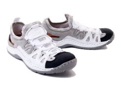 RIEKER L0539-80 white combination, półbuty damskie. Białe półbuty wsuwane Rieker, na lato, bez wzorów, bez obcasa. Za 309.90 zł.