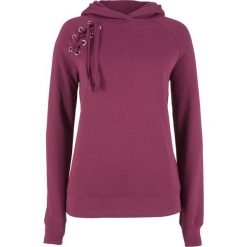 Bluza z kapturem i sznurowaniem bonprix jeżynowy. Bluzy marki INOVIK. Za 69.99 zł.