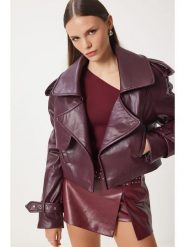 Happiness Istanbul Kurtka przejściowa w kolorze bordowym rozmiar: 36. Czerwone kurtki Happiness Istanbul, bez wzorów, bez kaptura. Za 195.99 zł.