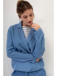 Josephine & Co Lniana kurtka przejściowa w kolorze niebieskim rozmiar: 42. Niebieskie kurtki Josephine & Co, bez wzorów, ze lnu, bez kaptura. Za 280.79 zł.