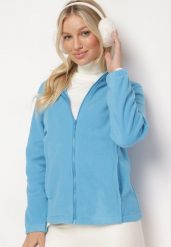 Niebieski Klasyczny Polar Annathra. Niebieskie bluzy z polaru Born2be, l, bez wzorów, z jeansu. Za 39.99 zł.