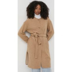 Max Mara Leisure płaszcz wełniany kolor brązowy przejściowy. Brązowe płaszcze Max Mara Leisure, m, bez wzorów, z materiału, bez kaptura. W wyprzedaży za 829.99 zł.