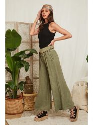 Lin Passion Lniane spodnie w kolorze khaki rozmiar: 36/38. Brązowe spodnie materiałowe Lin Passion, bez wzorów, ze lnu, klasyczne, z podwyższonym stanem. Za 83.62 zł.