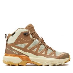 Trekkingi Salomon. Brązowe buty trekkingowe Salomon, z gore-texu, bez zapięcia. Za 819.99 zł.