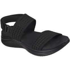 Sandały damskie Skechers Ultra Flex 3.0 Sandal All A. Czarne sandały Skechers, bez wzorów, z materiału, bez obcasa, bez zapięcia. Za 390.00 zł.