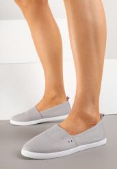 Szare Tenisówki Vices Basic z Materiałowymi Gumkami Aretela. Szare trampki Renee, bez wzorów, z jeansu, eleganckie, bez zapięcia. W wyprzedaży za 39.99 zł.