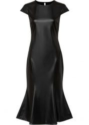 Sukienka ze sztucznej skóry. Czarne sukienki bonprix, bez wzorów, ze skóry, eleganckie, bez kołnierzyka, bez ramiączek. Za 189.99 zł.