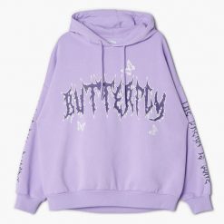 Fioletowa bluza z kapturem oversize - Fioletowy. Fioletowe bluzy Cropp, l, bez wzorów, z bawełny, bez ramiączek, z kapturem. W wyprzedaży za 99.99 zł.