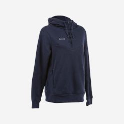 Bluza do hokeja na trawie damska Korok FH500. Czarne bluzy KOROK, l, bez wzorów, z bawełny, bez ramiączek, z kapturem. Za 79.99 zł.