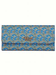 Guess Portfel w kolorze beżowo-niebieskim - 20 x 10 x 2 cm rozmiar: onesize. Brązowe portfele Guess, z aplikacjami, z materiału. Za 189.74 zł.