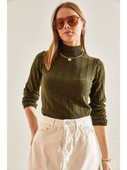 Bianco Lucci Sweter w kolorze khaki rozmiar: S. Brązowe swetry Bianco Lucci, s, bez wzorów, prążkowane, bez ramiączek. Za 43.99 zł.