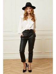 Joséfine Spodnie w kolorze czarnym rozmiar: L. Czarne spodnie materiałowe Joséfine, bez wzorów, z materiału, z podwyższonym stanem. Za 152.99 zł.