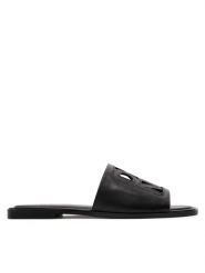 DKNY Klapki Jalila K1494653 Czarny. Czarne klapki DKNY, bez wzorów, ze skóry, bez obcasa, bez zapięcia. Za 499.99 zł.