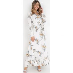 Biała Sukienka Anastyse. Białe sukienki Born2be, l, bez wzorów, z materiału, boho, bez kołnierzyka, bez ramiączek, maxi, kopertowe. W wyprzedaży za 119.99 zł.