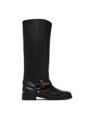 PINKO Oficerki Cheval 01 SD0583P001 Czarny. Czarne kozaki Pinko, bez wzorów, ze skóry, bez obcasa, na płaskiej podeszwie, bez zapięcia. Za 1,829.00 zł.