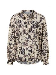 More & More Rozkloszowana bluzka damska Kobiety beżowy|czarny wzorzysty, 38. Brązowe bluzki More & More, bez wzorów, z syntetyku, bez kołnierzyka, bez ramiączek. Za 379.95 zł.