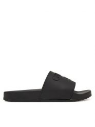 Guess Klapki E6GZ17 BB00F Czarny. Czarne klapki Guess, z aplikacjami, z syntetyku, bez obcasa, bez zapięcia. Za 199.99 zł.