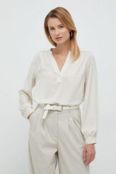 GAP bluzka damska kolor beżowy gładka. Brązowe bluzki GAP, l, bez wzorów, bez kołnierzyka, bez ramiączek. Za 219.99 zł.