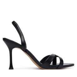 Sandały Aldo. Czarne sandały Aldo, bez wzorów, bez obcasa, na szpilce, bez zapięcia. Za 359.99 zł.