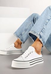 Białe Trampki przed Kostkę na Platformie Jalirna. Białe trampki Born2be, z aplikacjami, przed kostkę, bez zapięcia. W wyprzedaży za 76.49 zł.