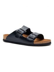 Comfortfusse Skórzane klapki w kolorze czarnym rozmiar: 39. Czarne klapki Comfortfüße, bez wzorów, ze skóry, klasyczne, z otwartym noskiem, bez obcasa, bez zapięcia. Za 211.66 zł.