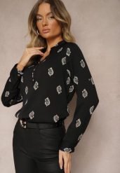 Czarna Koszula z Drobnym Wzorem Paisley Irithe. Czarne koszule Renee, l, bez wzorów, z jeansu, biznesowe, bez kołnierzyka, bez ramiączek. W wyprzedaży za 45.49 zł.
