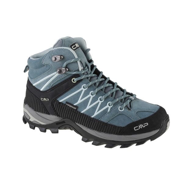 Damskie buty trekkingowe CMP Rigel Waterproof. Niebieskie buty trekkingowe CMP, bez wzorów, ze skóry, bez zapięcia, trekkingowe. Za 425.15 zł.