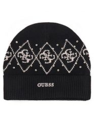Guess Czapka V6BZ09 Z1747 Czarny. Czarne czapki zimowe Guess, z aplikacjami, z poliesteru. Za 174.99 zł.