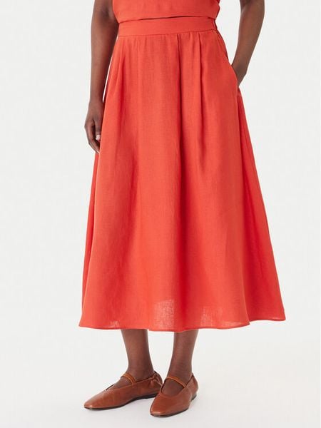 Marella Spódnica trapezowa Emme by Marella Biada 2615101082 Czerwony Regular Fit. Czerwone spódnice Marella, bez wzorów, ze lnu, trapezowe. Za 540.99 zł.