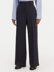 Weekend Max Mara Spodnie palazzo Visivo 2615131041 Granatowy Relaxed Fit. Niebieskie spodnie materiałowe Weekend Max Mara, bez wzorów, z materiału. Za 939.99 zł.