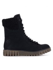 Rieker Botki Y3467-00 Czarny. Czarne botki Rieker, bez wzorów, bez obcasa, na płaskiej podeszwie, bez zapięcia. Za 299.99 zł.