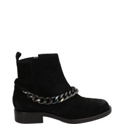 ZAMSZOWE BOTKI TR12L INGRA NERO. Botki Venezia, bez wzorów, ze skóry, bez obcasa, bez zapięcia. Za 349.00 zł.