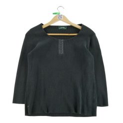 Kobieta czarny sweter. Czarne swetry Ralph Lauren, m, bez wzorów, z jeansu, eleganckie, bez ramiączek. Za 51.08 zł.