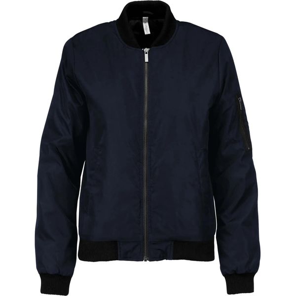Kurtka bomber damska Kariban. Niebieskie kurtki KARIBAN, xs, bez wzorów, z poliesteru, eleganckie, bez kaptura. Za 327.00 zł.