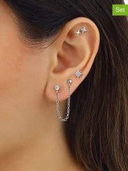 Miu Silver Srebrne kolczyki (3 szt.) z cyrkoniami rozmiar: onesize. Szare kolczyki Miu Silver, z cyrkonią, srebrne. Za 86.99 zł.