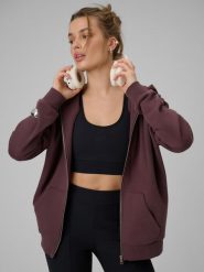 4F Bluza dresowa rozpinana z kapturem damska - brązowa XL. Brązowe bluzy 4f, xl, bez wzorów, z dresówki, z kapturem, trekkingowe. Za 169.99 zł.