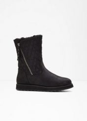 Kozaki marki Skechers. Czarne kozaki bonprix, na zimę, bez wzorów, bez obcasa, bez zapięcia. Za 359.99 zł.