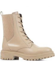 Geox Skórzane botki "Iridea" w kolorze beżowym rozmiar: 38. Brązowe botki Geox, bez wzorów, z materiału, eleganckie, bez obcasa, bez zapięcia. Za 178.37 zł.