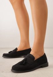 Czarne Mokasyny VICES ze Skórzaną Wkładką i Frędzlami Leuconisse. Czarne mokasyny Born2be, bez wzorów, z jeansu. Za 89.99 zł.