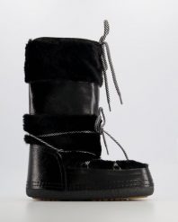 ŚNIEGOWCE DAMSKIE OB-010 BLACK. Czarne botki Venezia, bez wzorów, z syntetyku, bez obcasa, bez zapięcia. Za 289.00 zł.