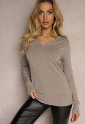 Ciemnoszary Sweter z Dodatkiem Kaszmiru o Klasycznym Kroju Taianne. Brązowe swetry Renee, bez wzorów, z kaszmiru, casualowe, bez ramiączek. Za 79.99 zł.