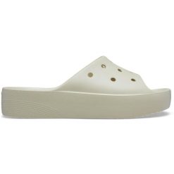 Klapki plażowe damskie Crocs Classic Platform Slide. Brązowe klapki Crocs, bez wzorów, sportowe, bez obcasa, bez zapięcia. Za 146.99 zł.